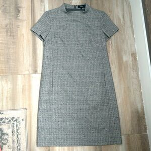 Theory Jasneah Shift Dress Gray Plaid Tweed Size 2